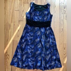 Perceptions Blue and Black Patterned Dress